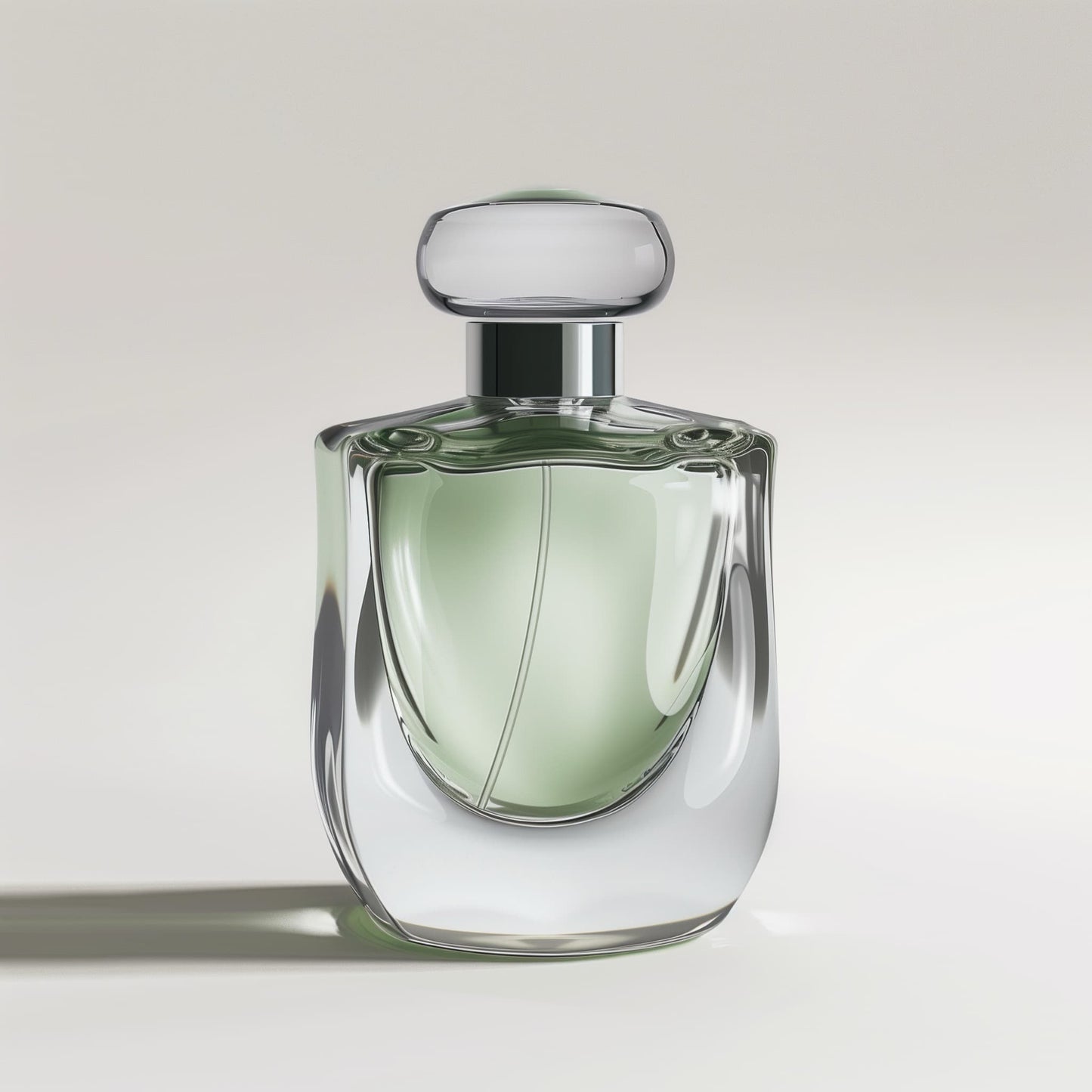 The Example product by Dune Perfumes is a clear glass bottle with light green liquid, an elegant modern design, and a rounded cap, displayed against a soft neutral background.
